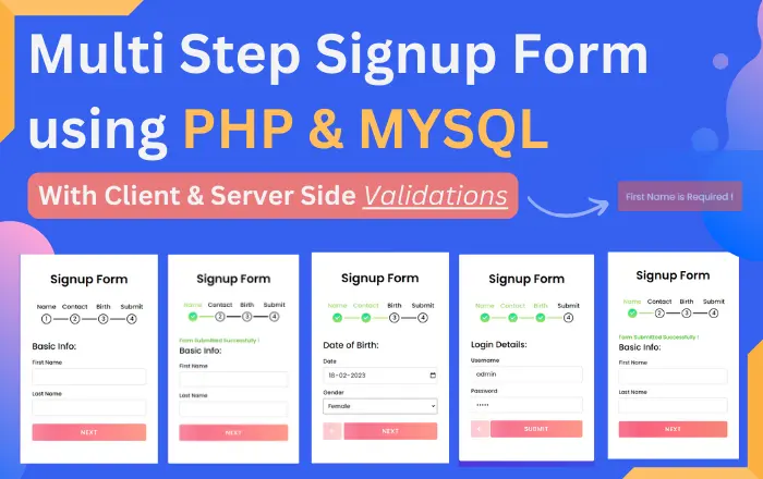 Multi Step Form in PHP & MYSQL with Validations