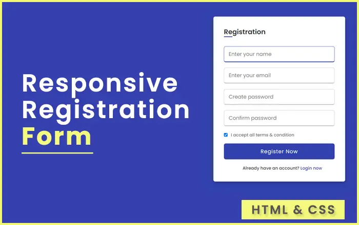 Responsive Registration Form Using HTML & CSS